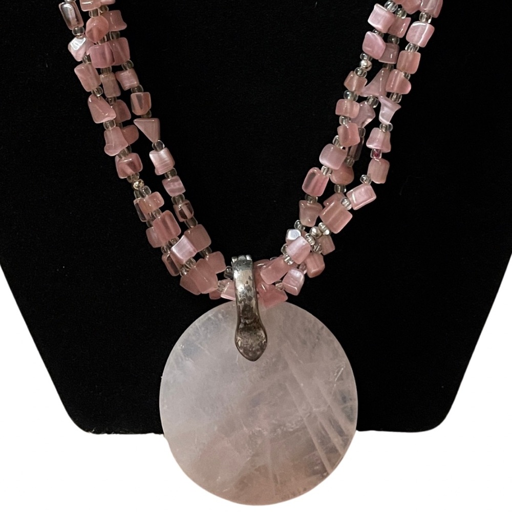 NWOT Premier Designs Pink Quartz Multi-Strand Beaded Necklace - Picture 2 of 4
